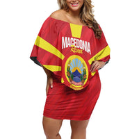Custom Macedonia Football Off Shoulder Short Dress Risovi Napred Makedonija