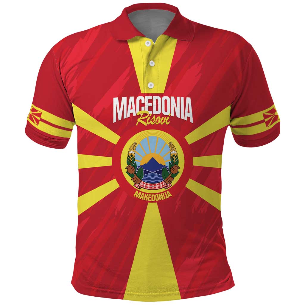 Custom Macedonia Football Polo Shirt Risovi Napred Makedonija