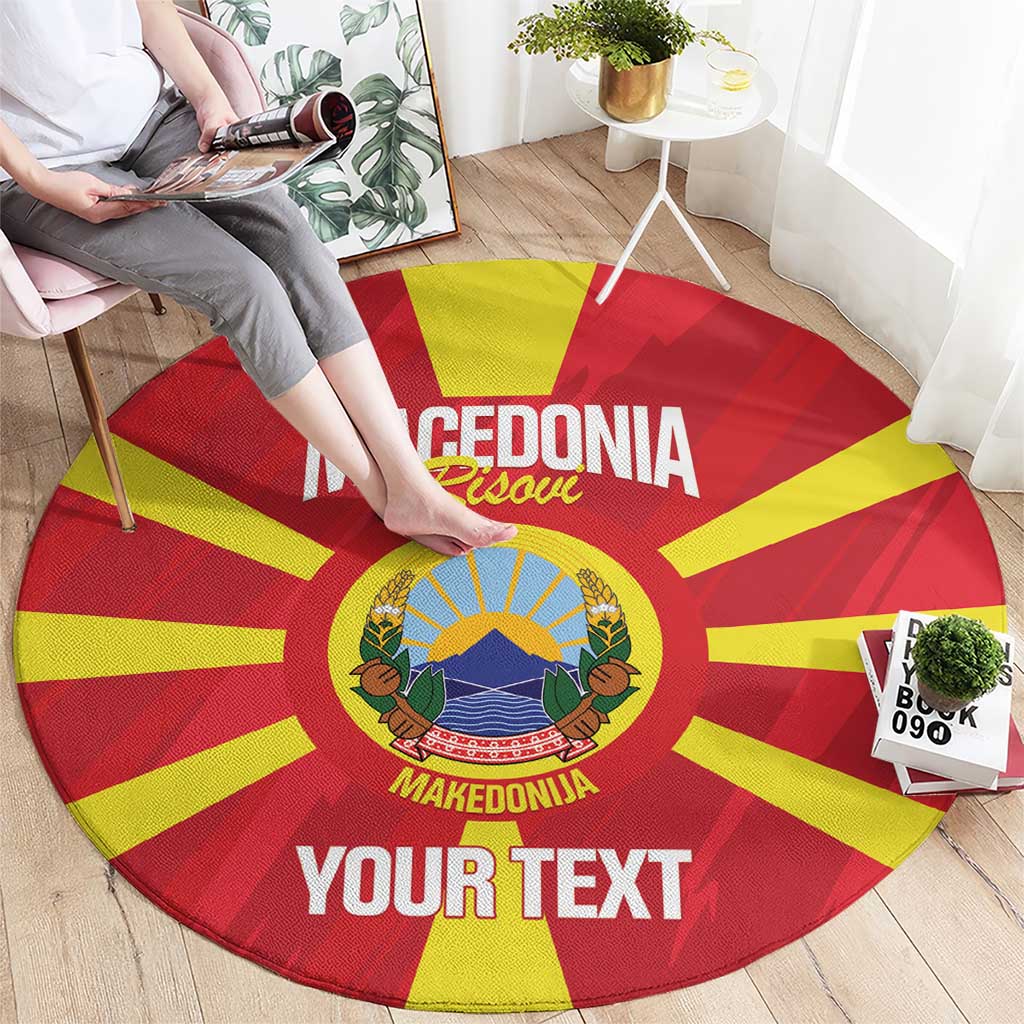 Custom Macedonia Football Round Carpet Risovi Napred Makedonija
