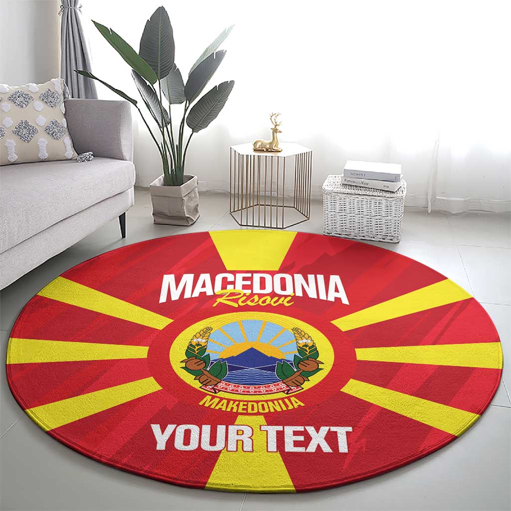 Custom Macedonia Football Round Carpet Risovi Napred Makedonija