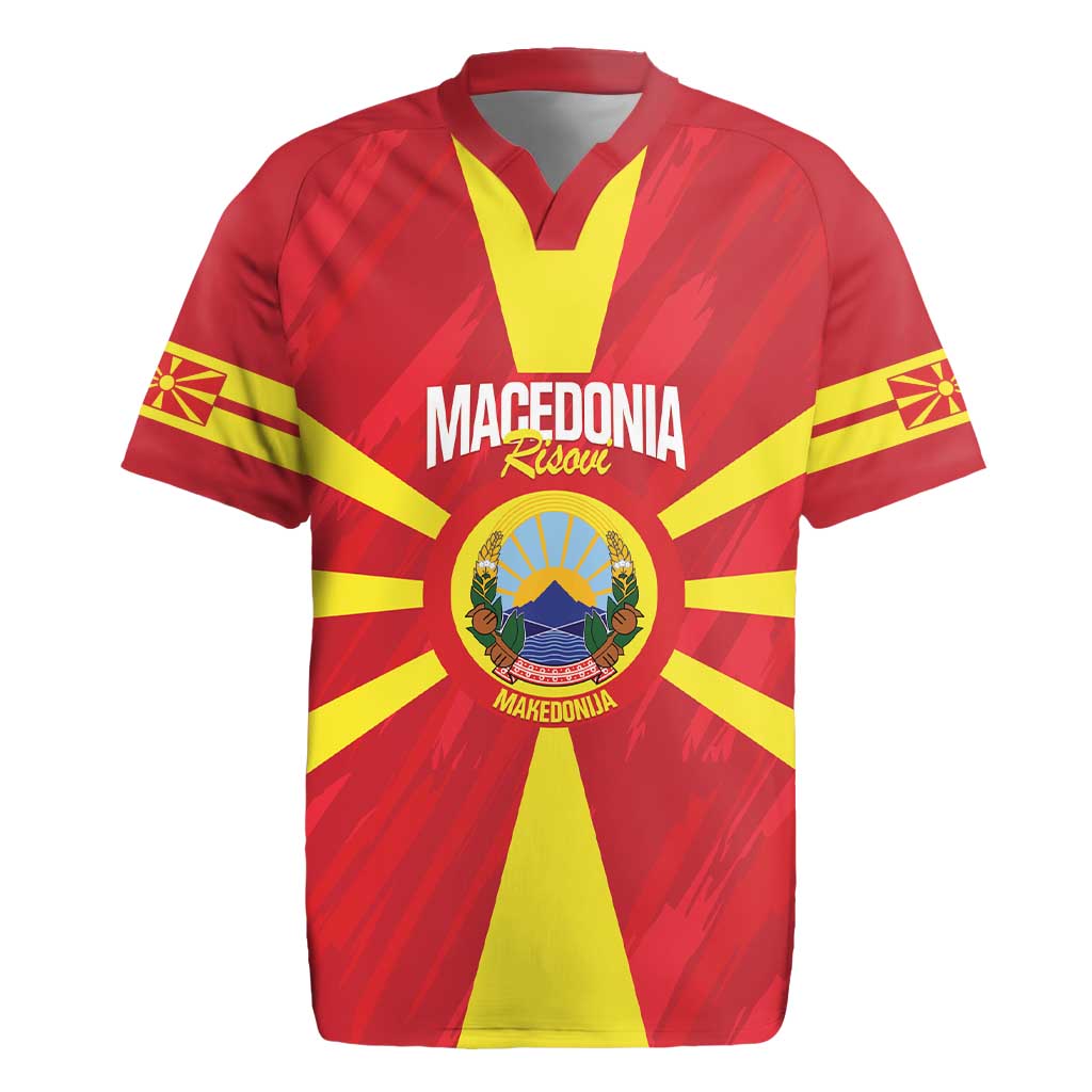 Custom Macedonia Football Rugby Jersey Risovi Napred Makedonija
