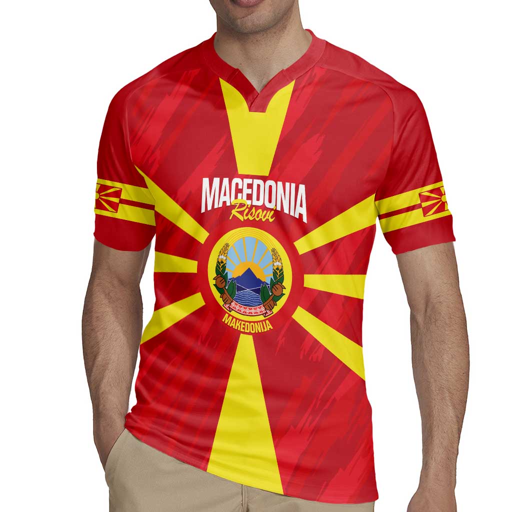 Custom Macedonia Football Rugby Jersey Risovi Napred Makedonija