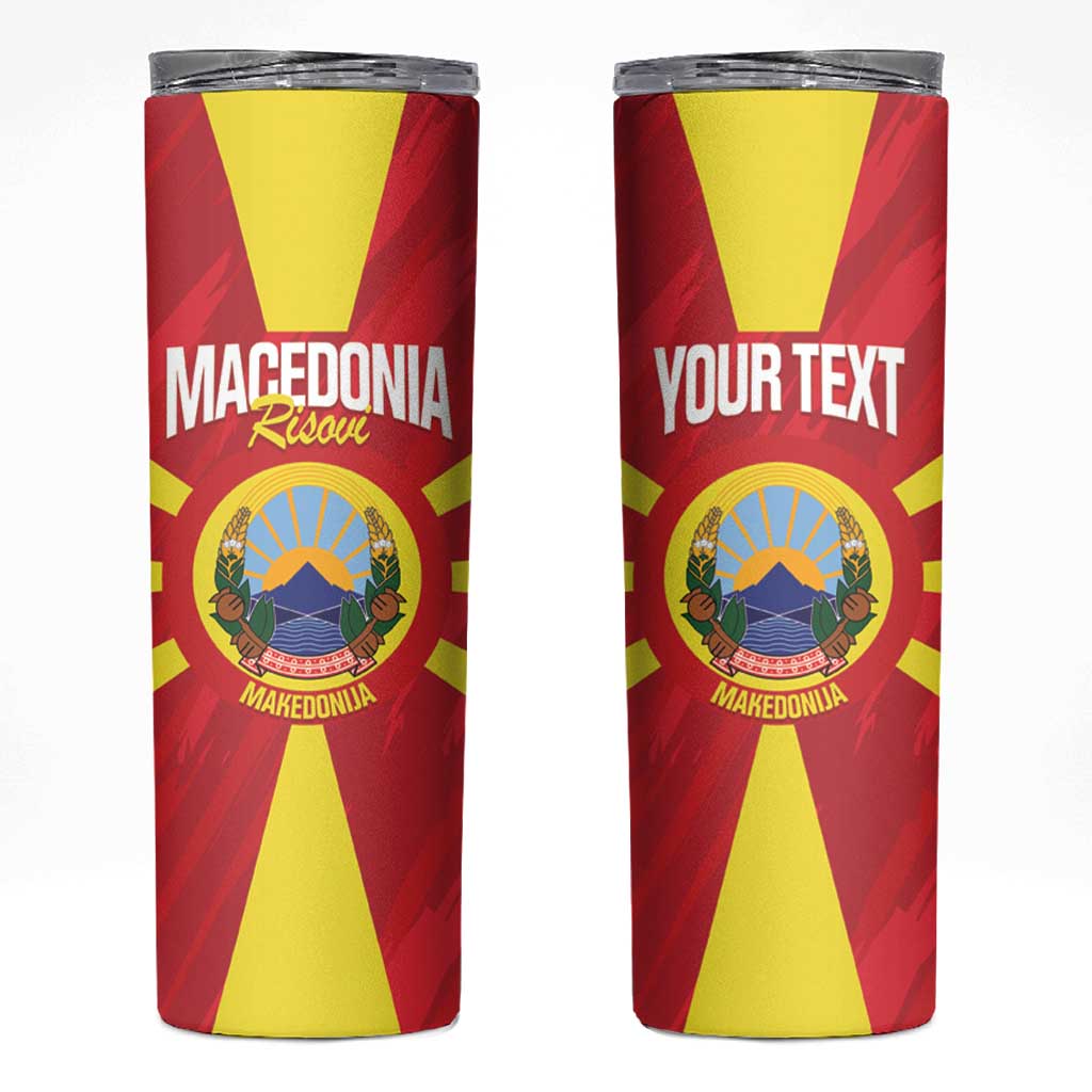 Custom Macedonia Football Skinny Tumbler Risovi Napred Makedonija