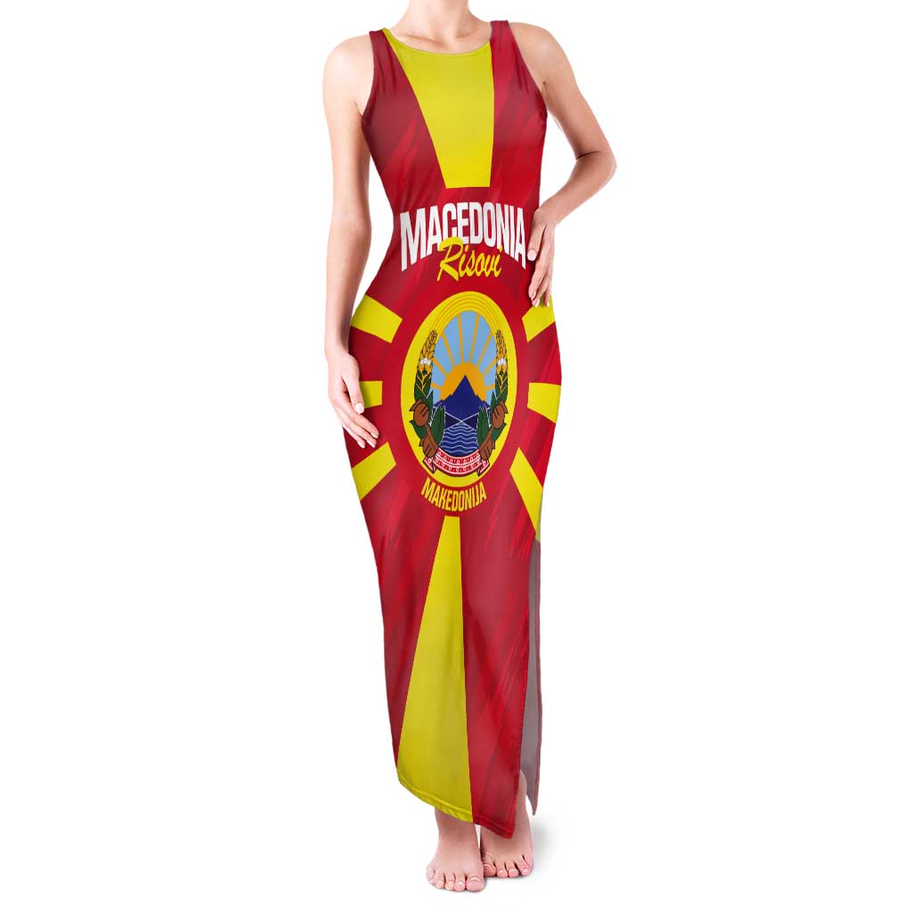 Custom Macedonia Football Tank Maxi Dress Risovi Napred Makedonija
