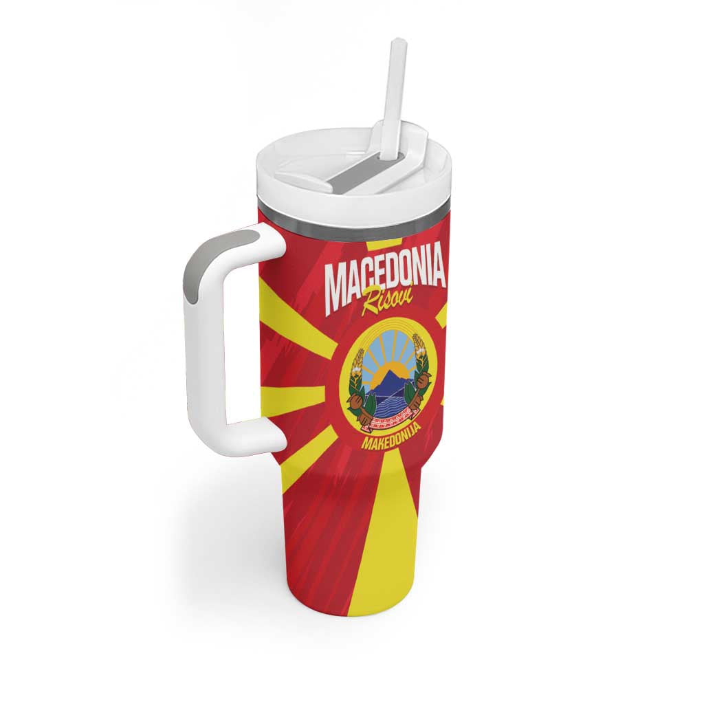 Custom Macedonia Football Tumbler With Handle Risovi Napred Makedonija