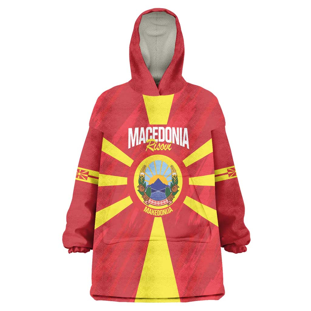 Custom Macedonia Football Wearable Blanket Hoodie Risovi Napred Makedonija