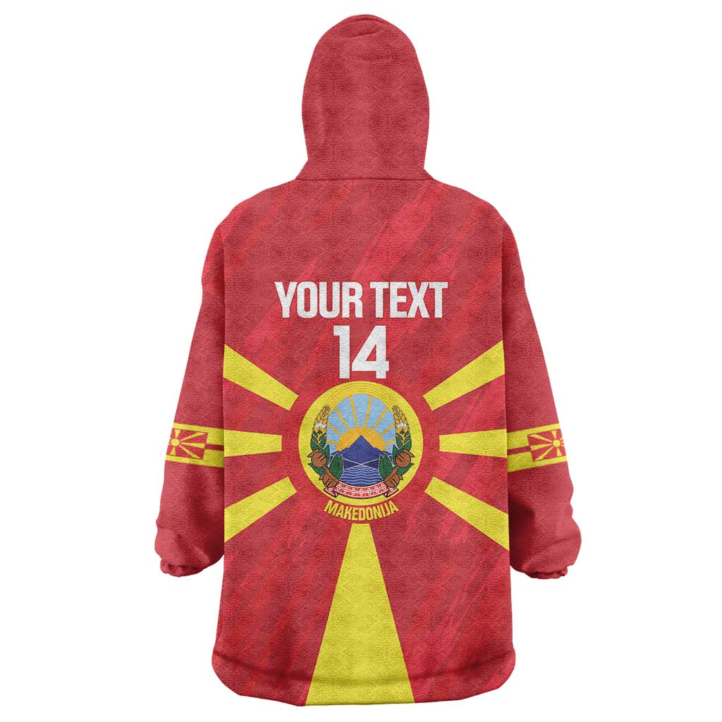 Custom Macedonia Football Wearable Blanket Hoodie Risovi Napred Makedonija