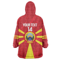 Custom Macedonia Football Wearable Blanket Hoodie Risovi Napred Makedonija