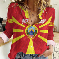 Custom Macedonia Football Women Casual Shirt Risovi Napred Makedonija