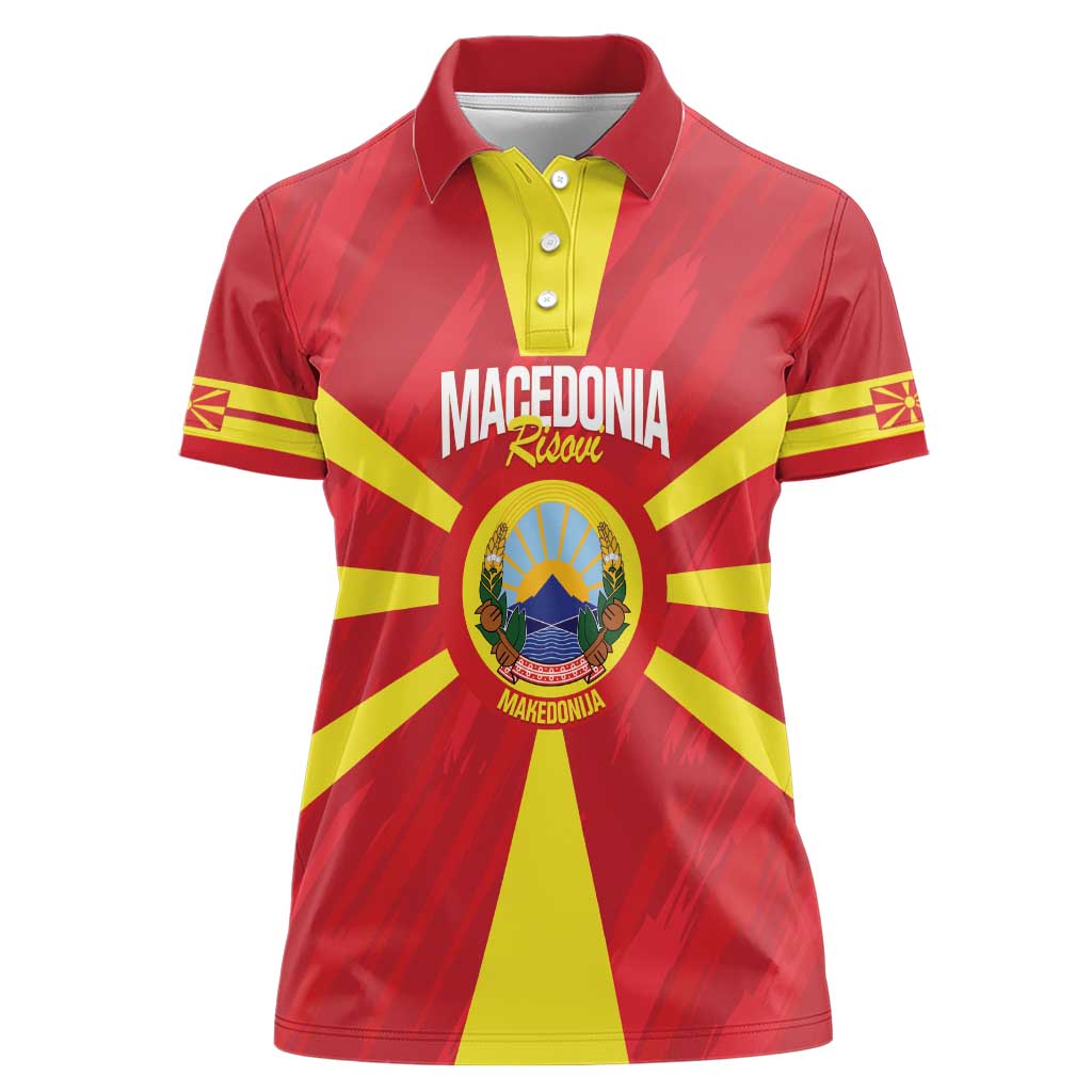 Custom Macedonia Football Women Polo Shirt Risovi Napred Makedonija
