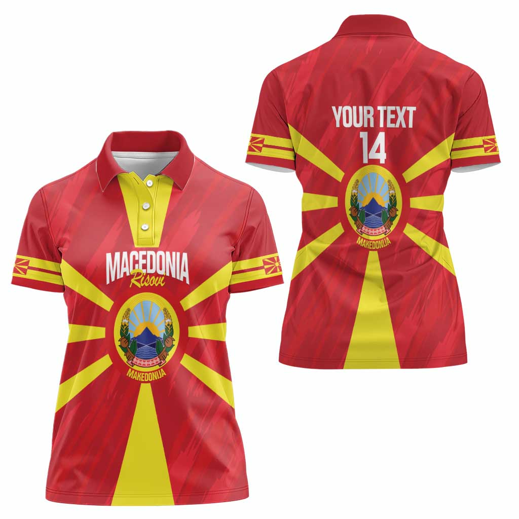 Custom Macedonia Football Women Polo Shirt Risovi Napred Makedonija