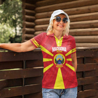 Custom Macedonia Football Women Polo Shirt Risovi Napred Makedonija