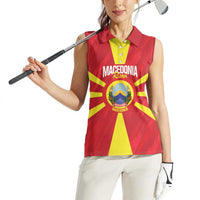 Custom Macedonia Football Women Sleeveless Polo Shirt Risovi Napred Makedonija