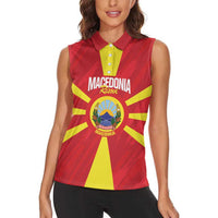 Custom Macedonia Football Women Sleeveless Polo Shirt Risovi Napred Makedonija