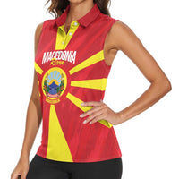 Custom Macedonia Football Women Sleeveless Polo Shirt Risovi Napred Makedonija