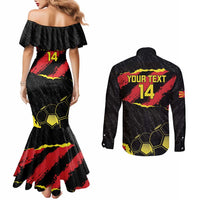 Custom Macedonia Football Couples Matching Mermaid Dress and Long Sleeve Button Shirt Go Champions Risovi