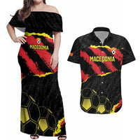 Custom Macedonia Football Couples Matching Off Shoulder Maxi Dress and Hawaiian Shirt Go Champions Risovi