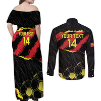 Custom Macedonia Football Couples Matching Off Shoulder Maxi Dress and Long Sleeve Button Shirt Go Champions Risovi