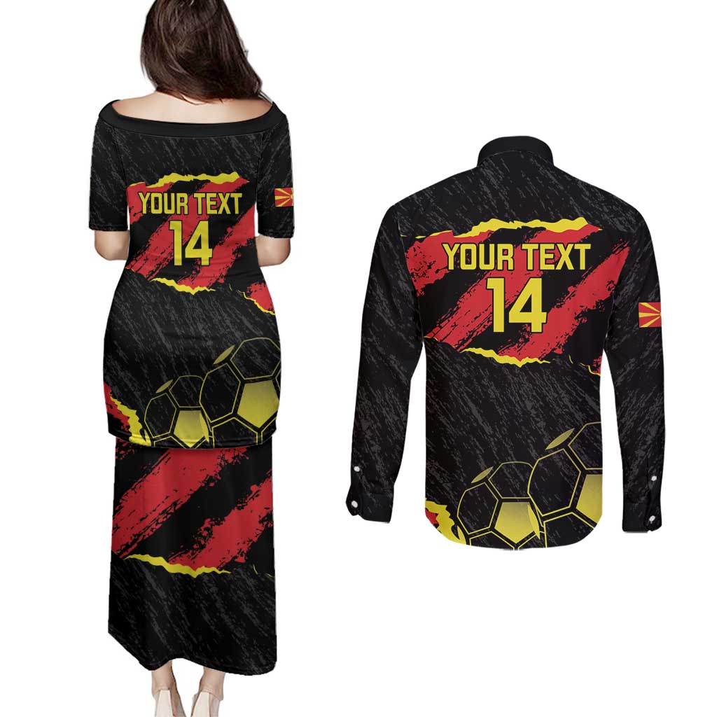 Custom Macedonia Football Couples Matching Puletasi and Long Sleeve Button Shirt Go Champions Risovi