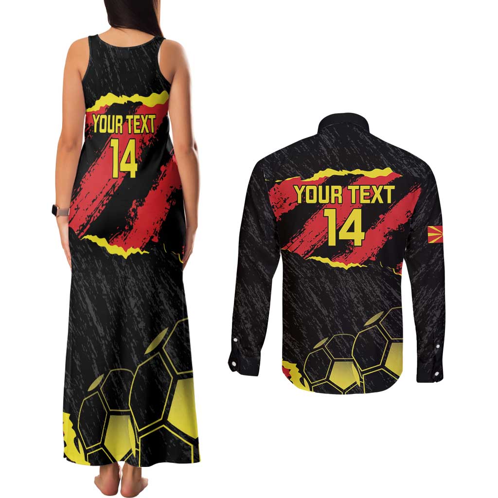 Custom Macedonia Football Couples Matching Tank Maxi Dress and Long Sleeve Button Shirt Go Champions Risovi