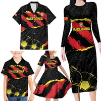 Custom Macedonia Football Family Matching Long Sleeve Bodycon Dress and Hawaiian Shirt Go Champions Risovi