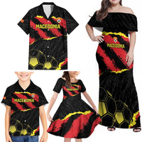 Custom Macedonia Football Family Matching Off Shoulder Maxi Dress and Hawaiian Shirt Go Champions Risovi