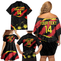 Custom Macedonia Football Family Matching Off Shoulder Short Dress and Hawaiian Shirt Go Champions Risovi