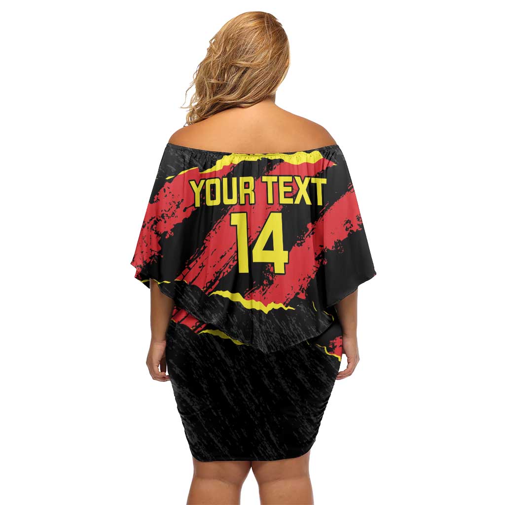 Custom Macedonia Football Family Matching Off Shoulder Short Dress and Hawaiian Shirt Go Champions Risovi