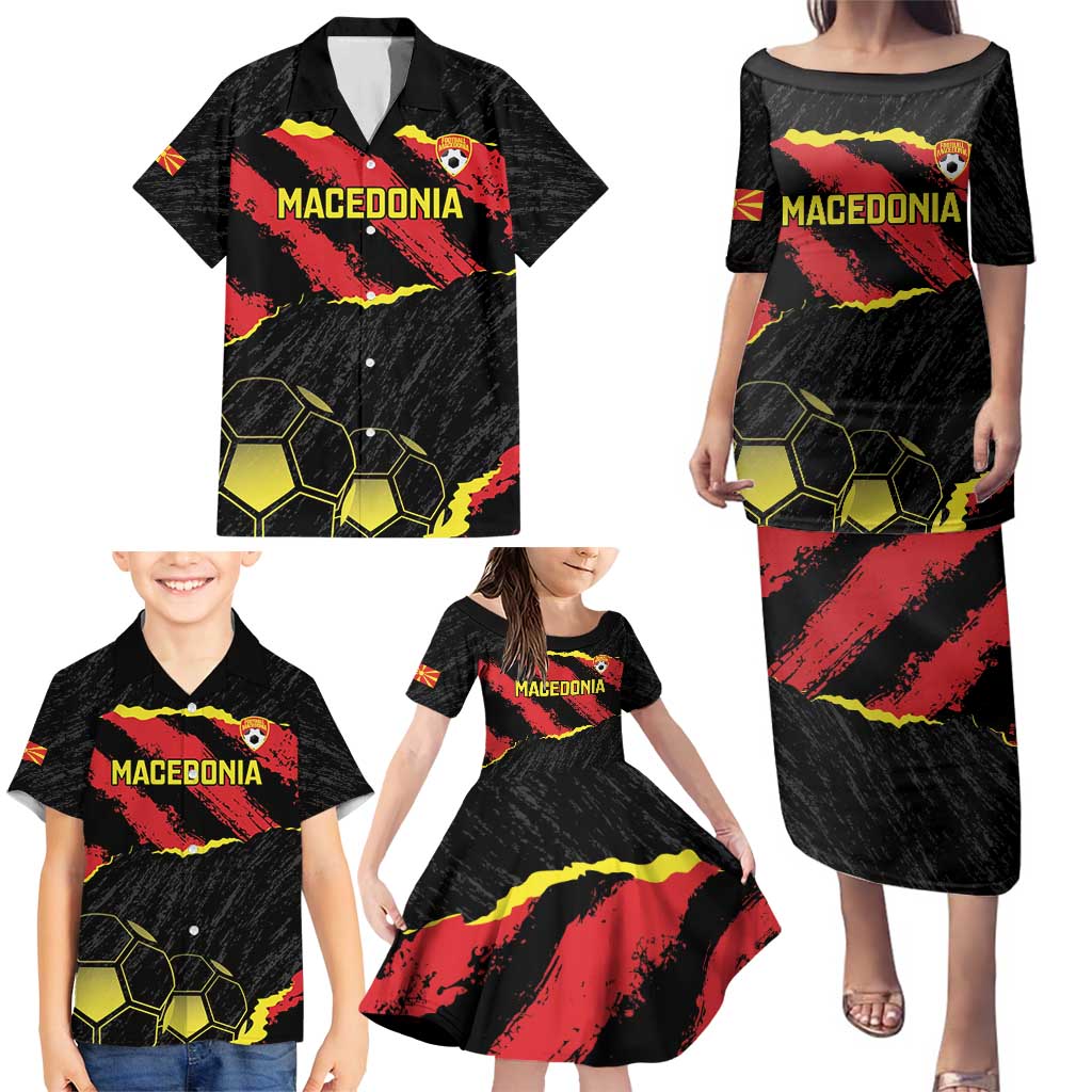 Custom Macedonia Football Family Matching Puletasi and Hawaiian Shirt Go Champions Risovi