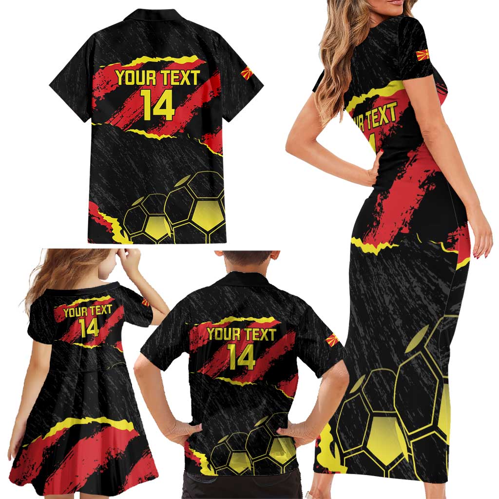 Custom Macedonia Football Family Matching Short Sleeve Bodycon Dress and Hawaiian Shirt Go Champions Risovi