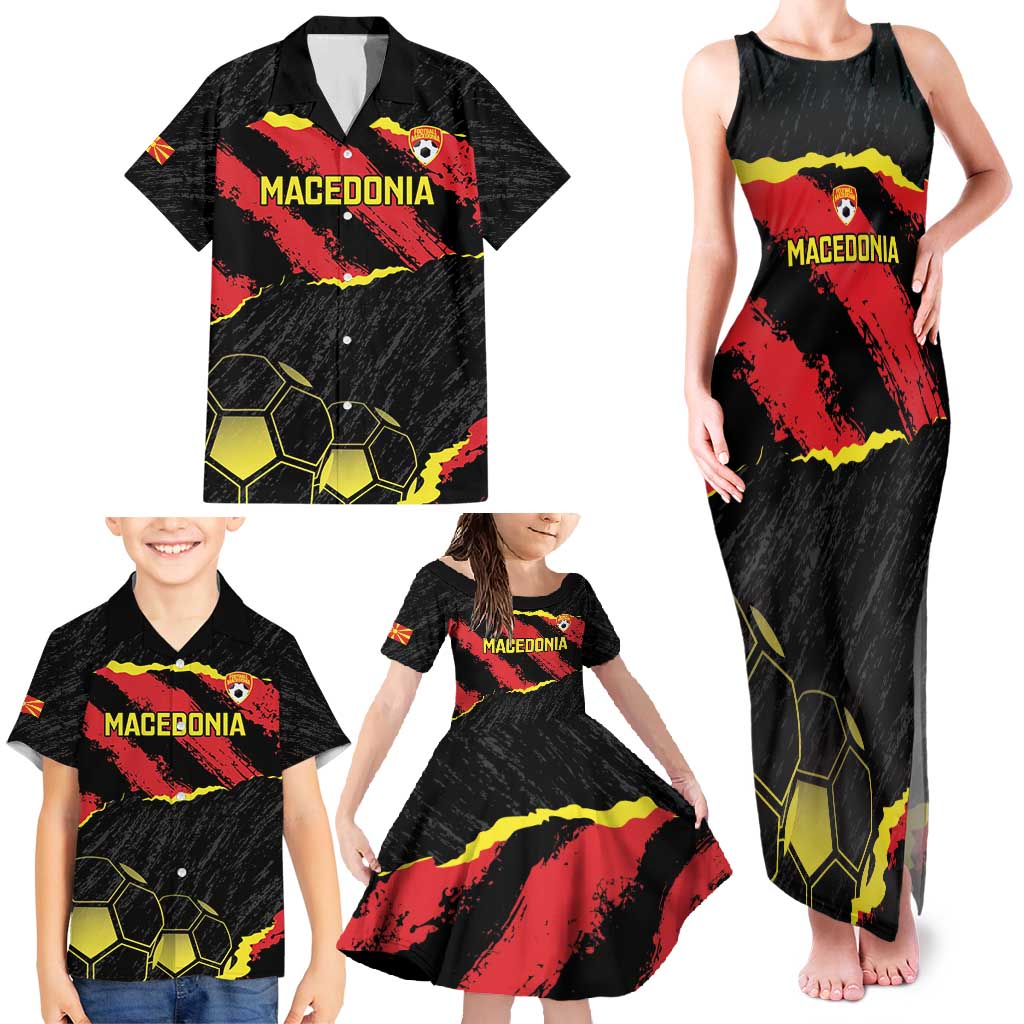 Custom Macedonia Football Family Matching Tank Maxi Dress and Hawaiian Shirt Go Champions Risovi