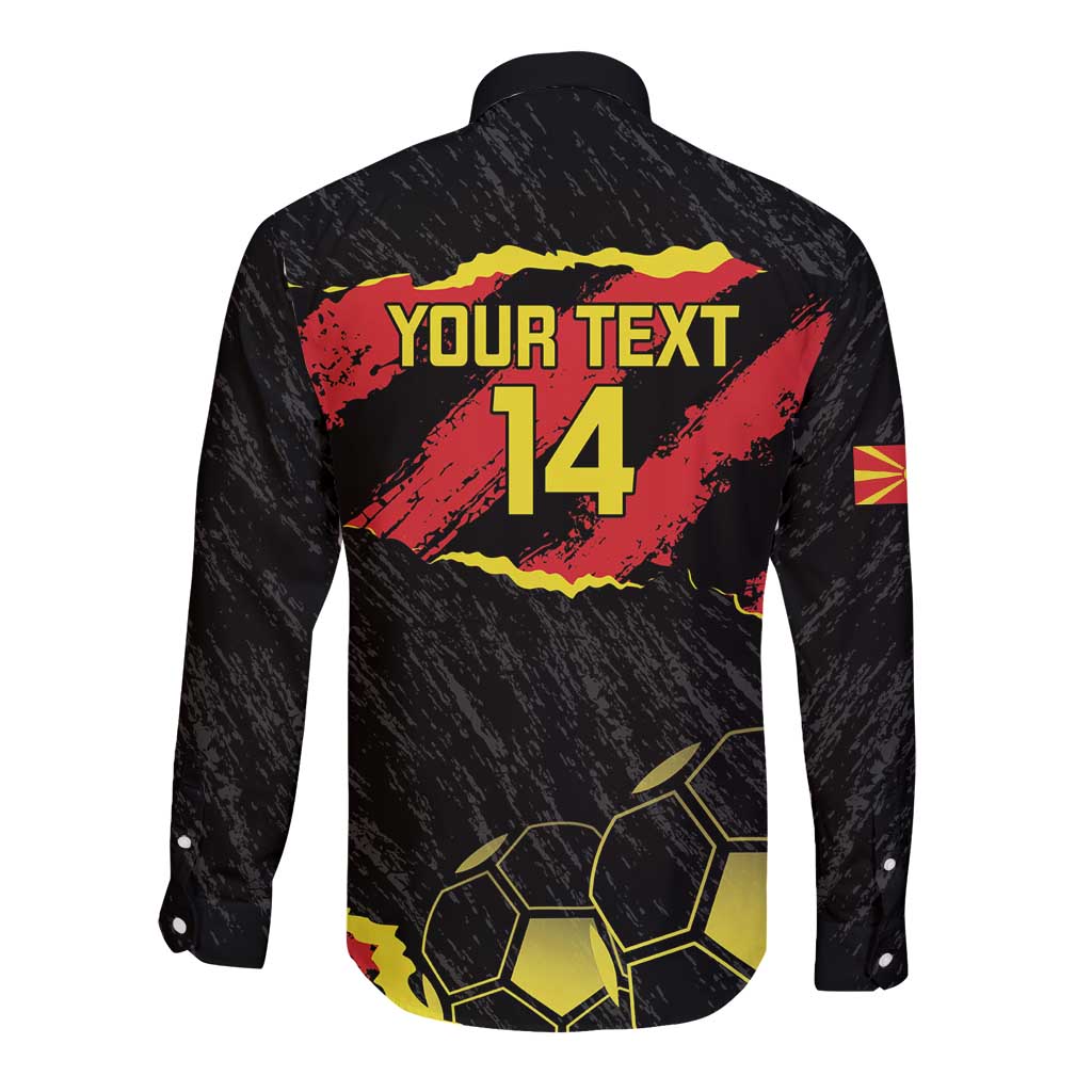 Custom Macedonia Football Long Sleeve Button Shirt Go Champions Risovi