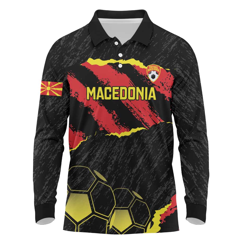 Custom Macedonia Football Long Sleeve Polo Shirt Go Champions Risovi