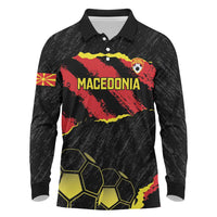 Custom Macedonia Football Long Sleeve Polo Shirt Go Champions Risovi