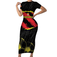 Custom Macedonia Football Short Sleeve Bodycon Dress Go Champions Risovi