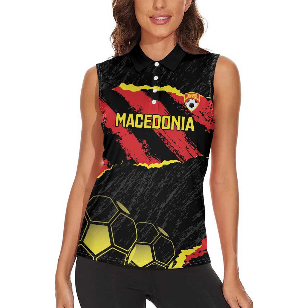 Custom Macedonia Football Women Sleeveless Polo Shirt Go Champions Risovi