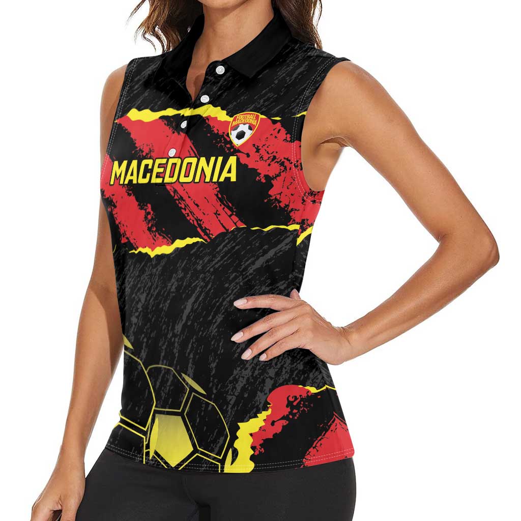 Custom Macedonia Football Women Sleeveless Polo Shirt Go Champions Risovi