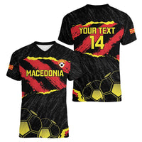Custom Macedonia Football Women V-Neck T-Shirt Go Champions Risovi