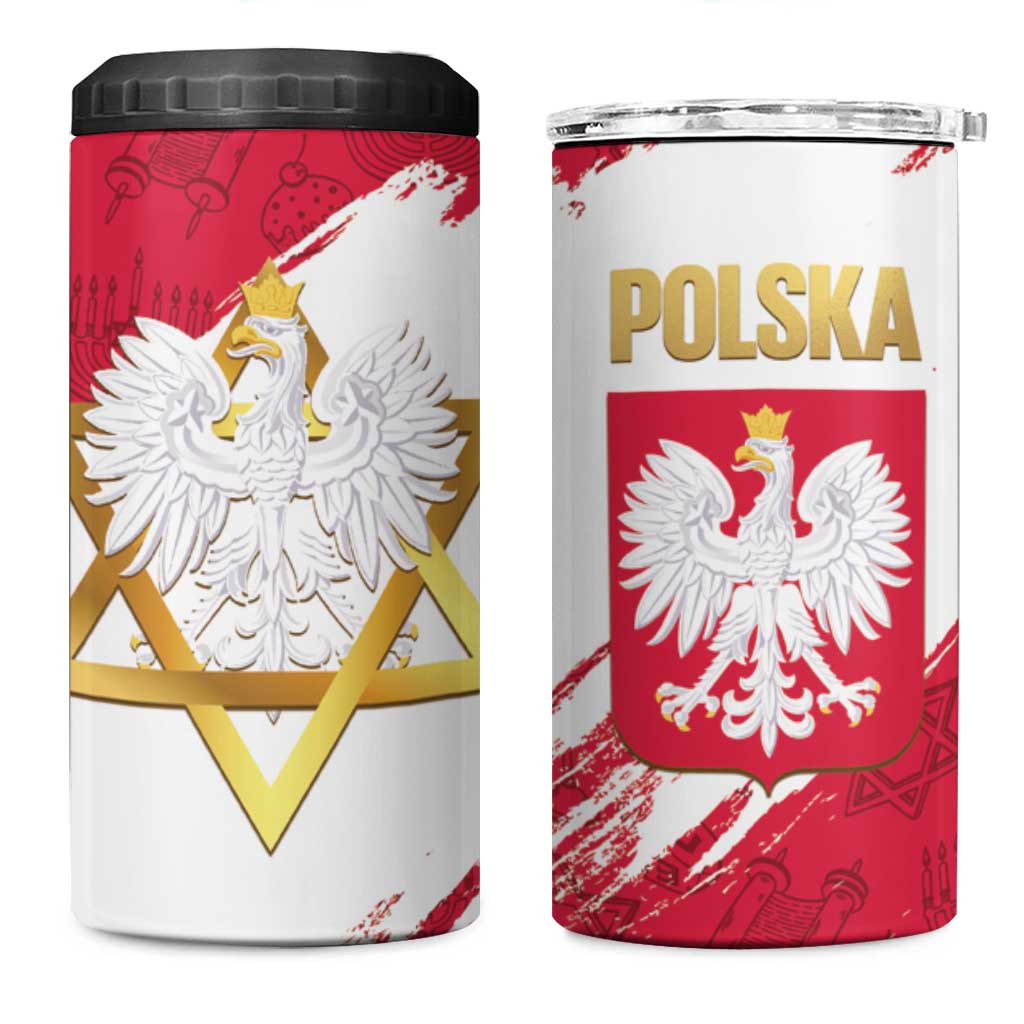 Jewish Festival Poland 4 in 1 Can Cooler Tumbler Polska Eagle Star Of David