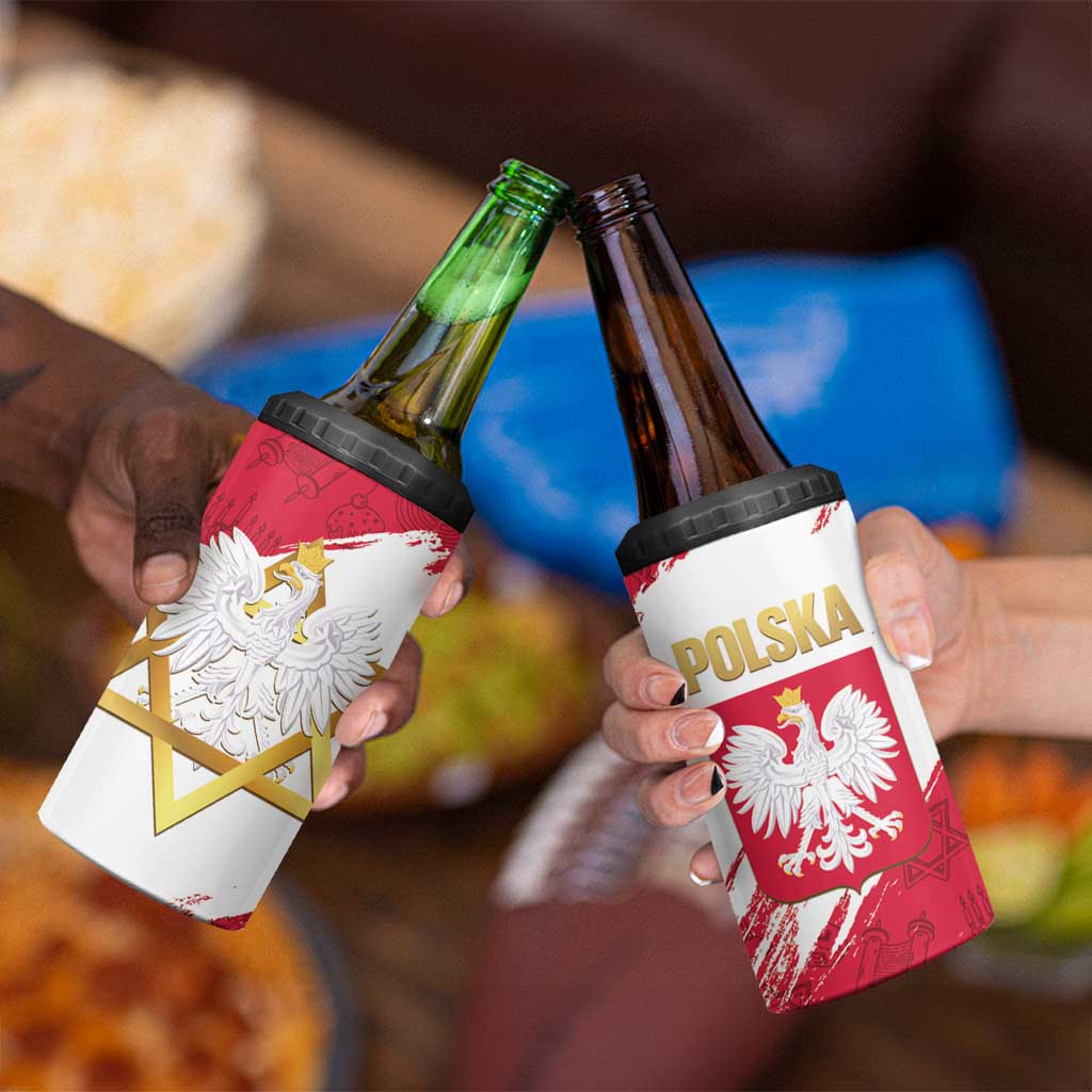 Jewish Festival Poland 4 in 1 Can Cooler Tumbler Polska Eagle Star Of David