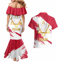 Jewish Festival Poland Couples Matching Mermaid Dress and Hawaiian Shirt Polska Eagle Star Of David