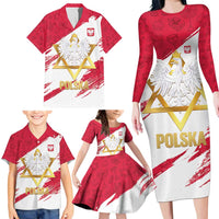 Jewish Festival Poland Family Matching Long Sleeve Bodycon Dress and Hawaiian Shirt Polska Eagle Star Of David