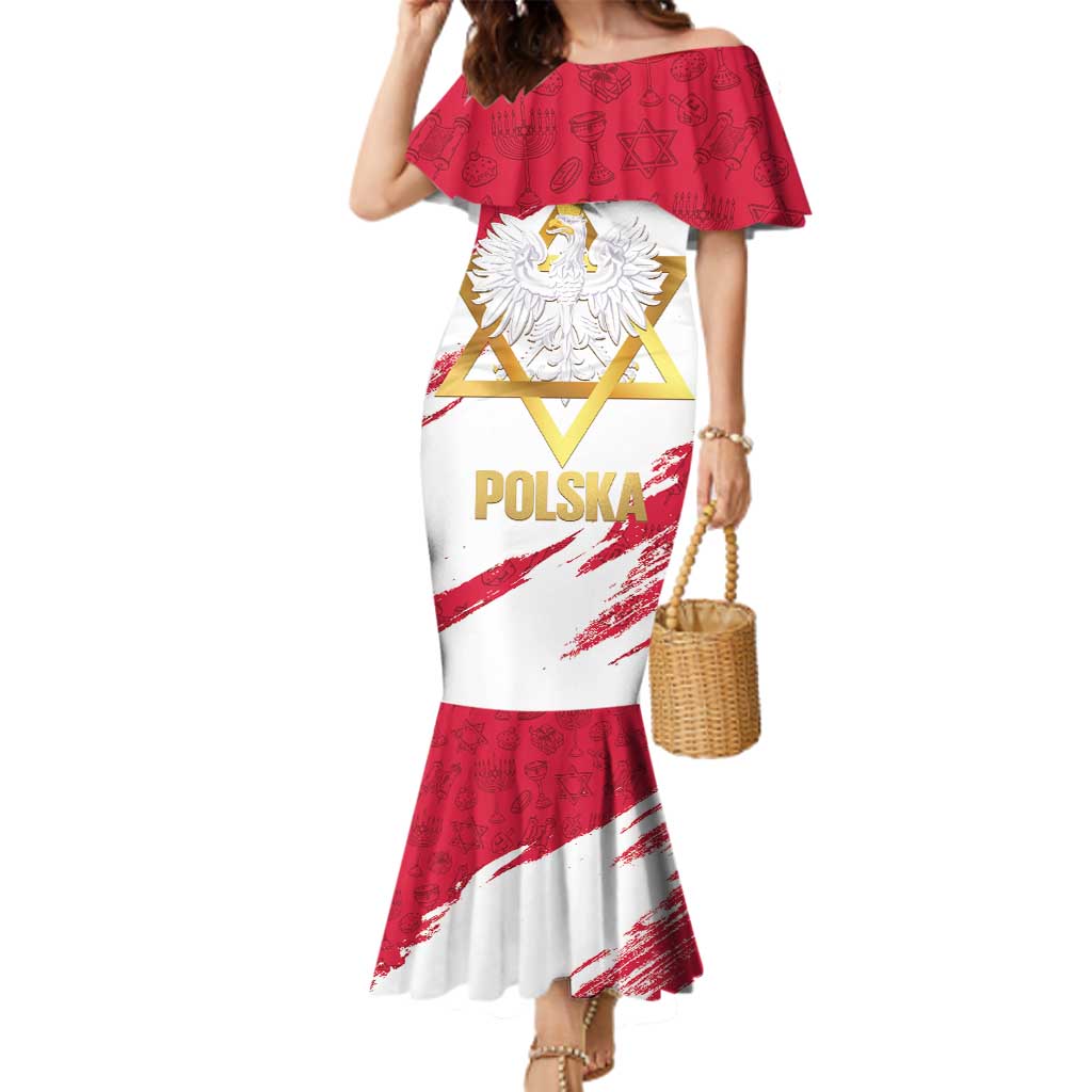 Jewish Festival Poland Family Matching Mermaid Dress and Hawaiian Shirt Polska Eagle Star Of David