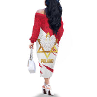 Jewish Festival Poland Family Matching Off The Shoulder Long Sleeve Dress and Hawaiian Shirt Polska Eagle Star Of David