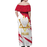 Jewish Festival Poland Family Matching Off Shoulder Maxi Dress and Hawaiian Shirt Polska Eagle Star Of David