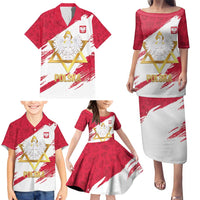 Jewish Festival Poland Family Matching Puletasi and Hawaiian Shirt Polska Eagle Star Of David