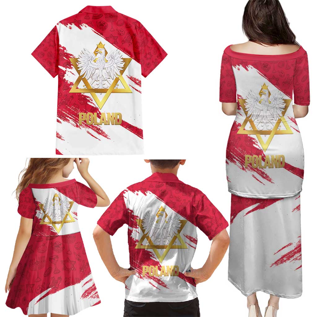 Jewish Festival Poland Family Matching Puletasi and Hawaiian Shirt Polska Eagle Star Of David