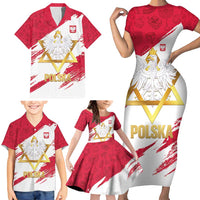 Jewish Festival Poland Family Matching Short Sleeve Bodycon Dress and Hawaiian Shirt Polska Eagle Star Of David