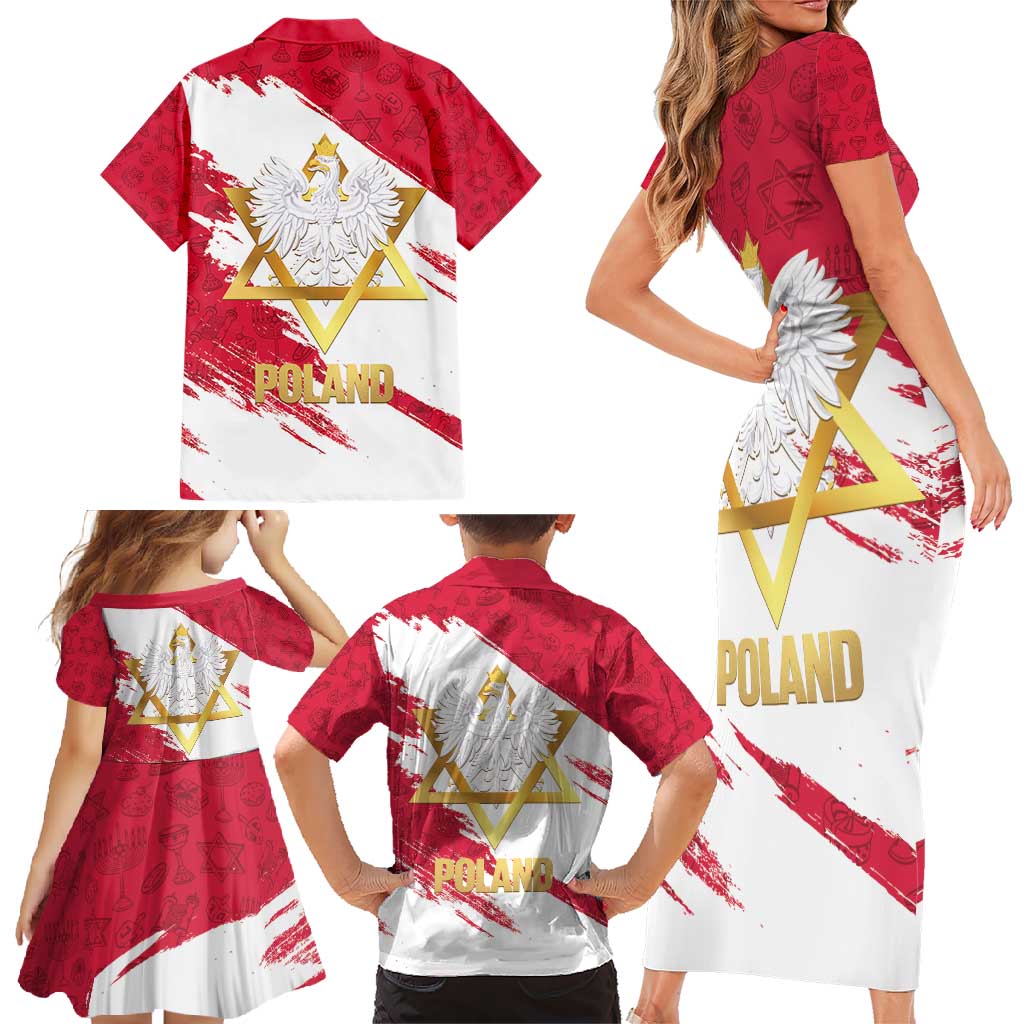 Jewish Festival Poland Family Matching Short Sleeve Bodycon Dress and Hawaiian Shirt Polska Eagle Star Of David