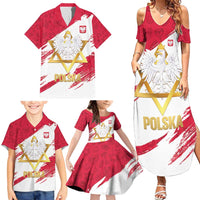 Jewish Festival Poland Family Matching Summer Maxi Dress and Hawaiian Shirt Polska Eagle Star Of David